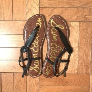 Sam Edelman GIGI Thong Black Leather Sandals